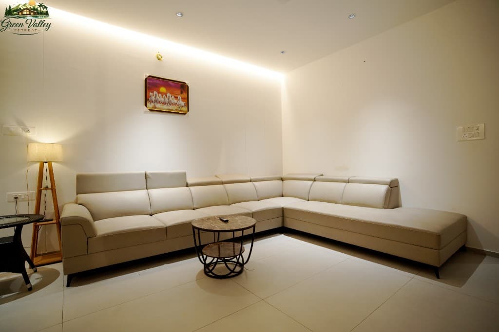 Elegant living room with premium L-shaped sofa